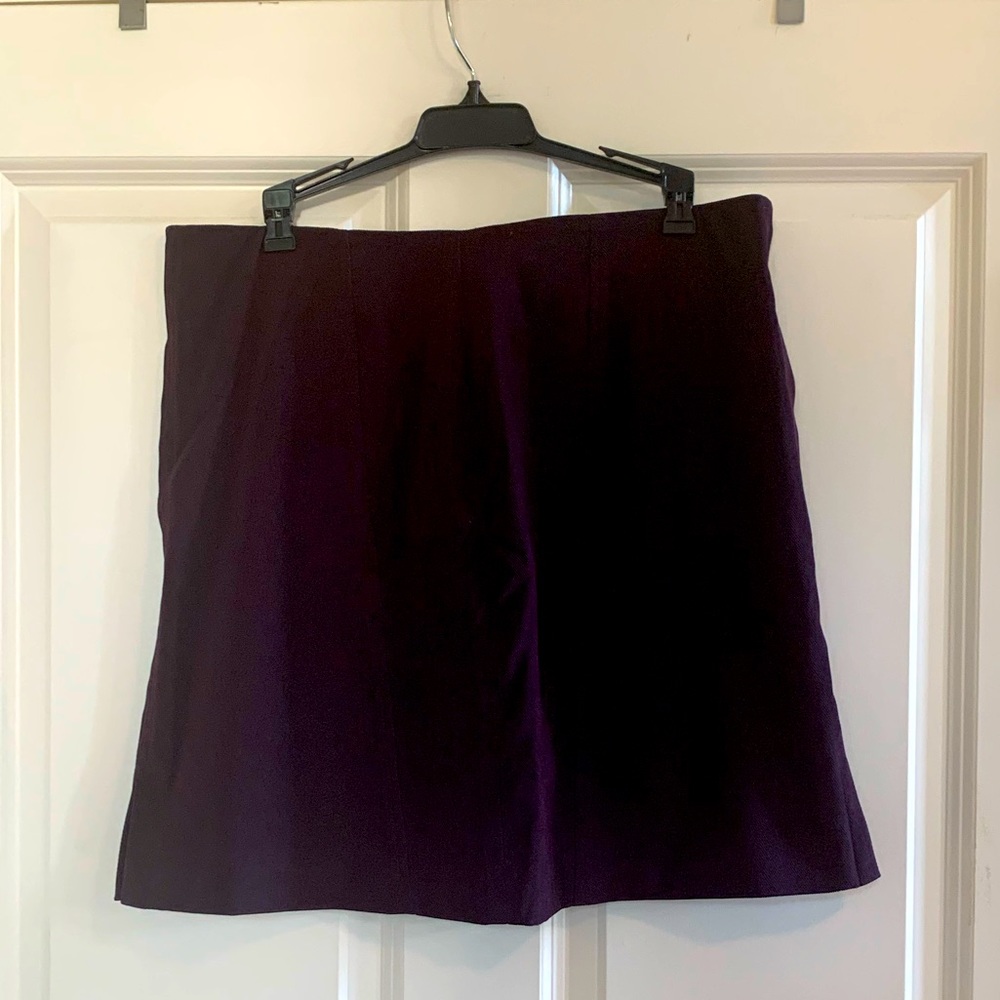 New, never worn, gorgeous purple designer mini skirt, slight flare, side slits